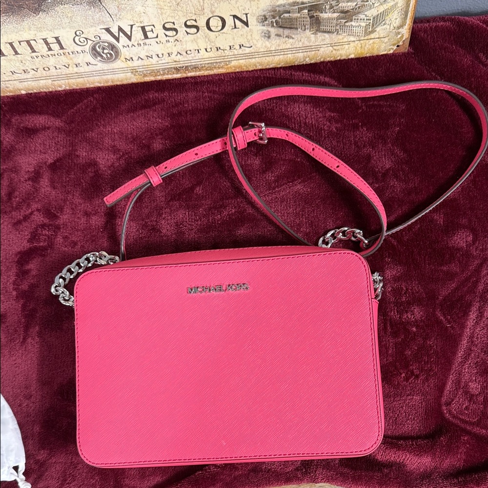 Michael‎ Kors Vibrant Hibiscus Large East/West Crossbody Leather- New With Tags